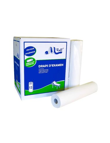150 draps d'examen 50x35cm lisse en pure ouate (12 rouleaux) - 